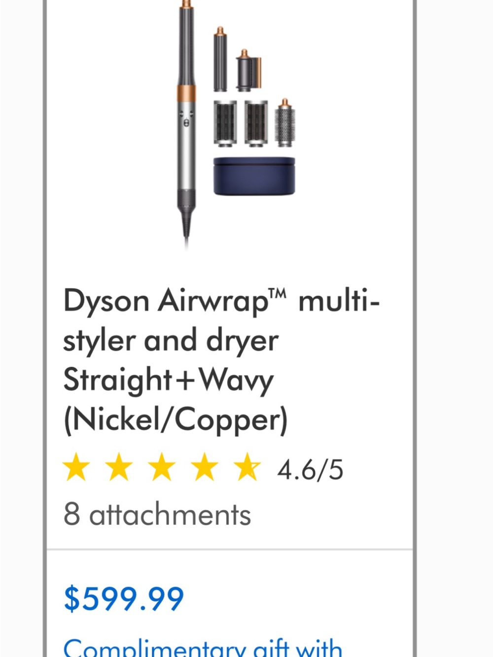 Dyson Multi-Styler in Nickel and Copper with Attachments